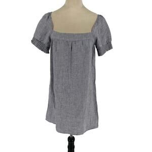 Reformation Blue Linen Squared Neck Puff Sleeve Mini Dress Size XS